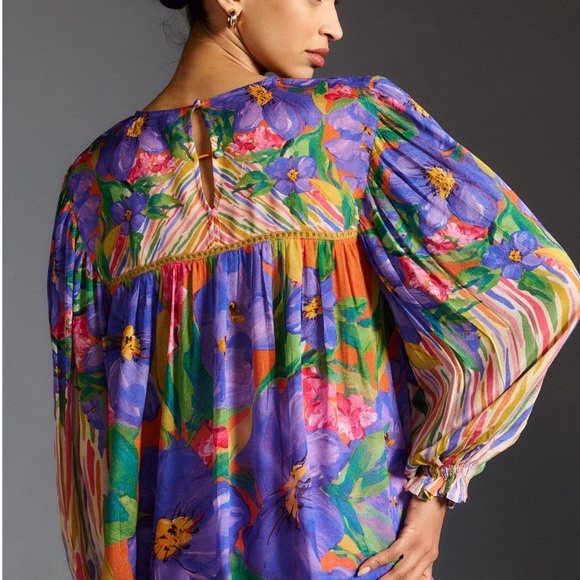 BI-nk Miranda Peasant Blouse in Plum - Picture 2 of 5